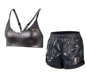 Nike Women’s Indy Icon Clash Bra & Shorts (Metallic)  - Small - New ~ CT3783 010