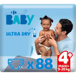 Couches Ultra Dry Taille 4 Maxi+ : 9-20 Kg Carrefour Baby - Le Paquet De 88