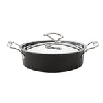 Circulon Style Induction Saute Pan with Lid 24cm - Non Stick Saute Pan with Stainless Steel Lid & Handles, Dishwasher Safe Cookware with Triple Layer Non Stick Coating, Black