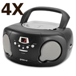 4X GROOVE GVPS733 BOOMBOX PORTABLE CD PLAYER RADIO/AUX IN/HEADPHONE JACK - BLACK