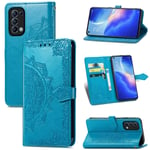 DOHUI Case for Oppo Find X3 Lite, Premium PU Leather Flip Wallet Case with Kickstand Card Slots Magnetic Closure Protective Cover for Oppo Find X3 Lite (Blue)