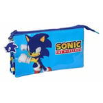 Tredobbelt bæretaske Sonic Speed 22 x 12 x 3 cm Blå Børns