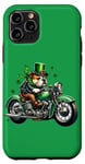 Coque pour iPhone 11 Pro St. Patricks Ride: Bulldog on a Classic Motorcycle