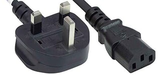 Manhattan Power Cord/Cable, UK 3-pin plug to C13 Female (kettle lead), 1.8m, Black, Polybag