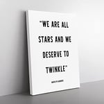 We Are All Stars Typography Quote Canvas Wall Art Print Ready to Hang, Framed Picture for Living Room Bedroom Home Office Décor, 50x35 cm (20x14 Inch)