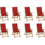 Lot de 8 Chaises de Jardin exterieur pliables - Chaises Relax classique avec coussins Bois d'acacia vidaXL