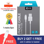 Genuine Core iPhone 12 11 X 6 5 7 8 7 6 5 for iPhone USB Data Charger Cable Lead