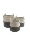 Cotton Rope Woven Collapsible Storage Laundry Basket Set (S+M+L)