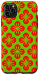 Coque pour iPhone 11 Pro Max Bright Green Red Floral Flower Leaves Groovy Retro Pattern