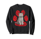 British Shorthair Valentines Day Cat Love Paw Sweatshirt