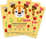 7Th Heaven Rawr-Some Tiger Face Mask Multipack (Pack of 4) with Refreshing Apple