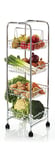 KitchenCraft Kitchen Trolley on Wheels with 4 Removable Vegetable Storage Baskets, Chrome Plated Metal, Silver