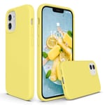 SURPHY Liquid Silicone Case Compatible with iPhone 12 mini Case 5.4 inches, Gel Rubber Full Body Shockproof Phone Case with Microfiber Lining for iPhone 12 mini 5.4 inches 2020 (Lemon Yellow)