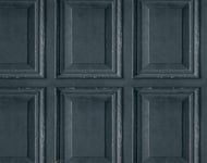 *2 Rolls* Grandeco Rustic Wood Panel 3D Effect Wallpaper - Navy Blue A49201