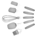 UPKOCH 5Pcs Baking Utensil Set Silicone Cooking Kitchen Tools Spatula Flat Pastry Brush Whisk for Cooking Baking Mixing Stirring