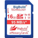 BigBuild Technology 16 Go UHS-I U3 95Mo/s Carte mémoire pour Canon EOS 1200D, 1300D, 2000D, 200D, 4000D, 5DS, 5DS R, 77D, 800D, 80D,