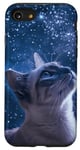 Coque pour iPhone SE (2020) / 7 / 8 Chat Posé Chat Espace Galaxie Cosmique Animal Étoiles