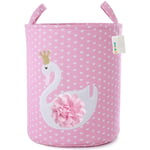 OYHOMO Foldable Laundry Basket Clothes Hamper Large Thickened Fabric Toy Basket Storage Bin for Baby Kids Nursery Organiser (Heart Swan)