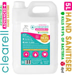 Hand Sanitiser Sanitizer 5 Litres ADVANCED Kills 99.9% Alcohol Free Clearell 5L