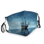 3d Rose Ghost Pirate Ship Starry Night Ocean Sea Face Masks Washable Reusable Safety Masks Protection from Dust Pollen Pet Dander Other Airborne