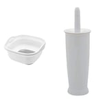 Addis 517763 Premium Soft Touch 8.5 Litre Washing Up Bowl, White/Grey, 31.5 x 34 x 15.5 cm & Closed Toilet Brush Set, Plastic, White, 12.5 x 12.5 x 39 cm, 510284
