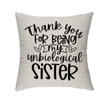 Morges "Thank You for Being My Unbiological Sister, Pillow Covers, Soul Sister Bestie Pillow Case Cushion Cover for Sofa Couch Living Room Home Decor Square Pillow Cases 18" x 18"