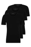 BOSS Mens Tshirt RN 3P Classic Three-Pack of Cotton Underwear T-Shirts with Logos Black