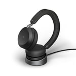 Jabra Evolve2 75 Stereo Cordless Headset for UC with Desk Stand, Bluetooth, USB-A, black