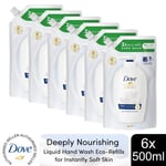Dove Moisturising Liquid Hand Wash Eco-Refill for Instantly Soft Skin 500ml, 6pk
