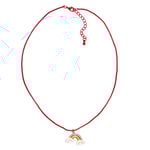 Rött halsband / kedja med en söt & glad regnbågs-berlock
