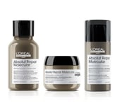 L’Oréal Professionnel, Kit Découverte Absolut Repair Molecular, Tous Types de Cheveux Abîmés, Trio Shampoing (100ml) + Masque Concentré (75ml) + Masque Sans Rinçage (100ml), Formule Brevetée