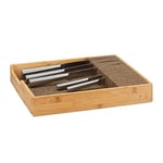 Relaxdays 10022169_60 Couteaux tiroir en Bois Range-Couverts Extensible Cuisine Bambou, Naturel, 33,5 x 38 x 6,5 cm