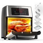 Air Fryer - ZACHVO Airfryer Oven 15L - 10 in 1 Rotisserie Air Fryer Oven 1700W with LCD Touch Screen, 7 Accessory - Oil Free, Timer, Temperature Control 220℃ Max - Grill Oven Toaster Dehydrator in One