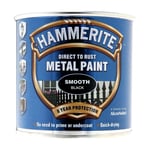 Hammerite Smooth Black Paint 250ml Direct to Rust Metal Protection Quick-Drying