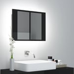 vidaXL badeværelsesskab m. spejl og LED-lys 60x12x45 cm sort højglans