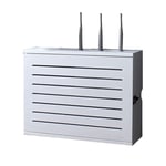 White Wireless Router Storage Shelf Wall-mounted Wifi Router Storage Box Socket Shielding Wire Finishing Wire Box Floating Shelf (Size : Inner diameter 34cm)