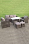 Wicker Rattan Garden Furniture Set Lounge Reclining Adjustable Chair Dining Table Small Footstools 7 Seater
