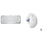 Logitech ERGO M575 Trackball - Souris Sans fil Blanc avec molette, design ergonomique + MX Keys Mini pour Mac clavier sans fil retroéclairé, Bluetooth, Compatible avec Windows, PC, Mac - Blanc