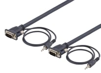 DELTACO monitor cable HD15 ma-ma, 2m, 1920x1200 60Hz, 3.5mm audio