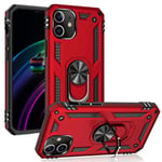 TOPOFU for iPhone 12 Pro/Max Case,Soft TPU Bumper and Shockproof PC Cover,Full Body Protection Case with 360 Degree Ring Magnetic Holder for iPhone 12 Pro/Max (Red)