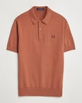 Fred Perry Cotton Knitted Polo Cinnamon Brown