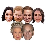 Star Cutouts SMP369 Six Pack Masks of Royal Couples Includes Prince Harry, Meghan Markle, Prince Philip, The Queen, Prince William and Kate The Duchess of Cambridge, Hand/A