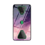 Case for Xiaomi Black Shark 3 Case,Marble Clear Tempered Glass Case Soft Silicone Phone Cover Case Suitable for Xiaomi Black Shark 3-Dream Sky
