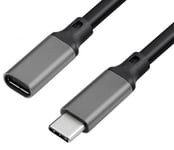 USB-C 3.2 Gen.2 forlængerkabel - 5A/100W - Grå - 3 m