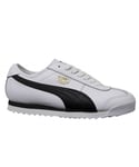 Puma Roma 68 Vintage White Black Leather Low Lace Up Mens Trainers 370051 02 - Size UK 4