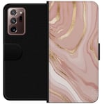 Samsung Galaxy Note20 Ultra Svart Plånboksfodral Ljusrosa marmor