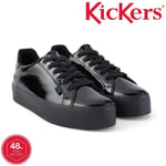 Kickers Black Patent Leather School Shoes Womens Girls Tovni Stack Thick Sole