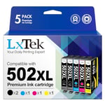 LxTek 502XL Cartouches d'encre Compatible pour Epson 502 502 XL pour Epson Workforce WF-2860 WF-2860DWF WF-2865 WF-2865DWF, Expression Home XP-5100 XP5100 XP-5105 XP5105 (Paquet de 5)