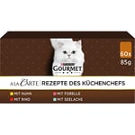 PURINA GOURMET A la Carte Nourriture humide pour chat, mélange de variétés, paquet de 12 (12 x 4 sachets de 85 g)