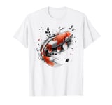 lucky koi fish black flower Japanese carp goldfish Asian art T-Shirt